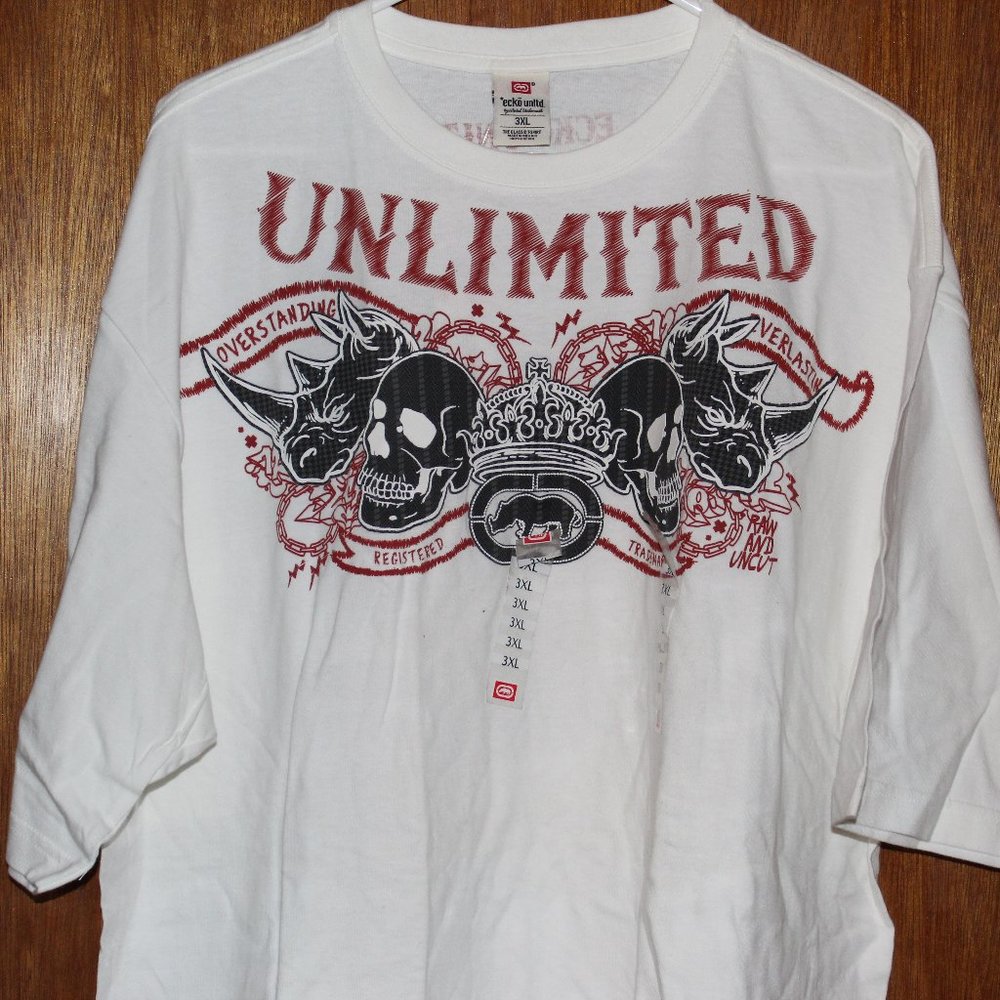 NWT Men's ECKO Unlimited SS Shirt red,black design White Cotton 3XL